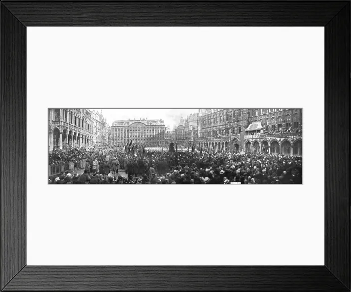 Framed Print : Les fetes de la victoire en Belgique; sur le Grand Place de Bruxelles, le 22 juillet: 1919. Creator: Jean Clair-Guyot Framed Print : Les fetes de la victoire en Belgique; sur le Grand Place de Bruxelles, le 22 juillet: 1919. Creator: Jean Clair-Guyot
