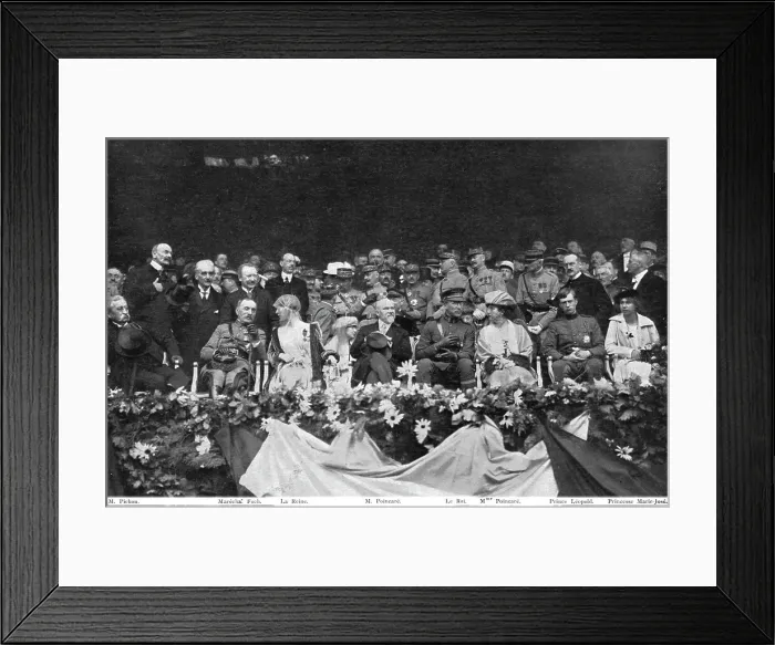 Framed Print : Les fetes de la victoire en Belgique; a Liege, le 24 juillet: la tribune officielle dressee...1919. Creator: Colin Framed Print : Les fetes de la victoire en Belgique; a Liege, le 24 juillet: la tribune officielle dressee...1919. Creator: Colin
