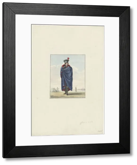 Framed Print : Officer in cape, 1830-1831. Creator: Anon Framed Print : Officer in cape, 1830-1831. Creator: Anon