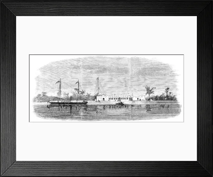 Framed Print : Sketches in the Persian Gulf - Margill, the Residence of the British Consul, near Bussorah, 1857. Creator: Unknown Framed Print : Sketches in the Persian Gulf - Margill, the Residence of the British Consul, near Bussorah, 1857. Creator: Unknown