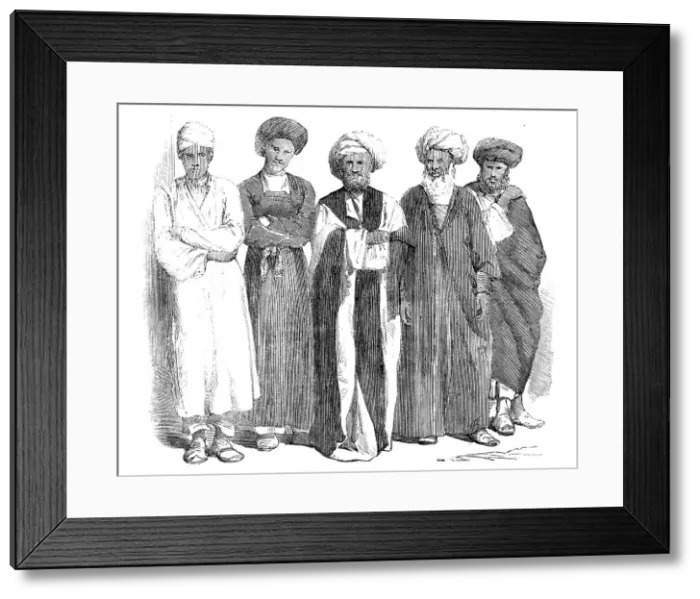 Framed Print : Sketches in the Persian Gulf - Persian and Arab inhabitants of Bushire - from a photograph, 1857. Creator: Unknown Framed Print : Sketches in the Persian Gulf - Persian and Arab inhabitants of Bushire - from a photograph, 1857. Creator: Unknown