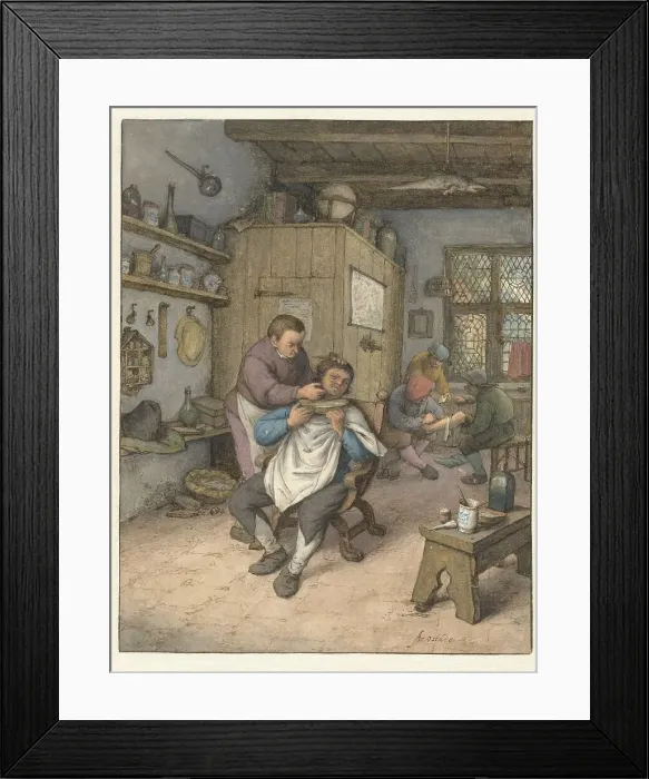 Framed Print : A Barbershop, 1673. Creator: Adriaen van Ostade Framed Print : A Barbershop, 1673. Creator: Adriaen van Ostade
