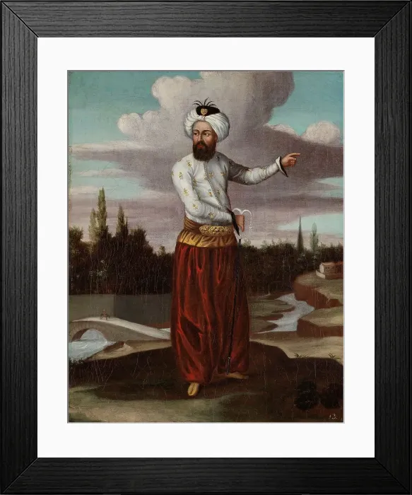 Framed Print : A Chaous, a Courier to the Sultan, 1700-1737. Creator: Workshop of Jean Baptiste Vanmour