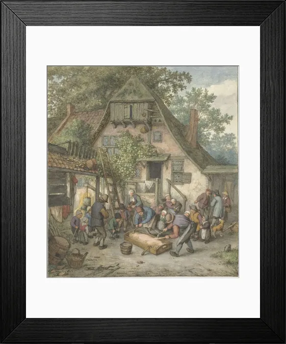 Framed Print : Scalding the Hog, 1678. Creator: Adriaen van Ostade Framed Print : Scalding the Hog, 1678. Creator: Adriaen van Ostade