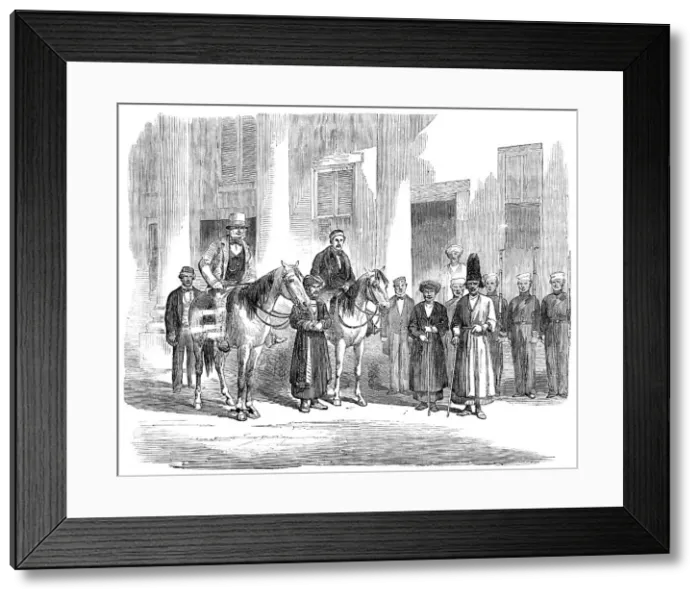 Framed Print : Sketches in the Persian Gulf - Courtyard of the British Residency, Bushire...1857. Creator: Unknown Framed Print : Sketches in the Persian Gulf - Courtyard of the British Residency, Bushire...1857. Creator: Unknown