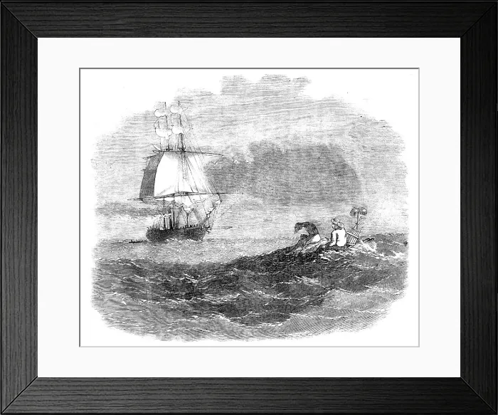 Framed Print : Rescue of Capt. Baker and a Seaman by the Royal Mail Steamer England, 1857. Creator: Unknown. Rescue of Capt. Baker and a Seaman by the Royal Mail Steamer England, 1857. Creator: Unknown Framed Print : Rescue of Capt. Baker and a Seaman by the Royal Mail Steamer England, 1857. Creator: Unknown. Rescue of Capt. Baker and a Seaman by the Royal Mail Steamer England, 1857. Creator: Unknown