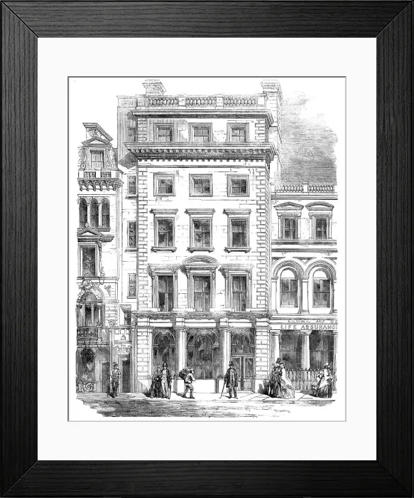 Framed Print : Improvements in Fleet-Street - the Union Bank of London, Temple Bar Branch, 1857. Creator: Unknown Framed Print : Improvements in Fleet-Street - the Union Bank of London, Temple Bar Branch, 1857. Creator: Unknown