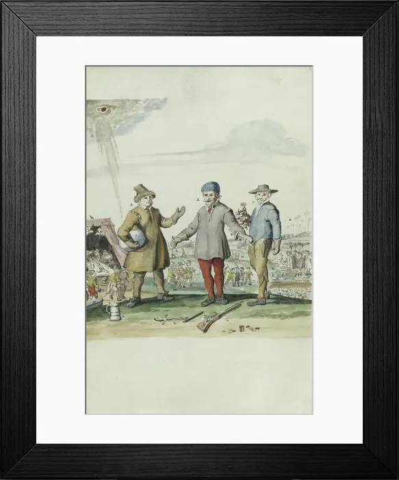 Framed Print : Dialogue between Kees den Boer and the landlord, 1710-1740. Creator: Anon Framed Print : Dialogue between Kees den Boer and the landlord, 1710-1740. Creator: Anon