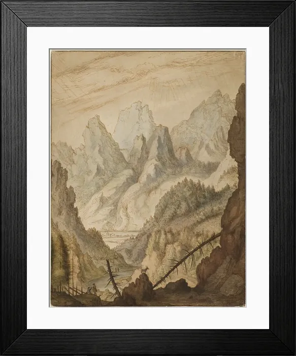 Framed Print : Mountain landscape, (late 1650s (?)). Creator: Lambert Doomer Framed Print : Mountain landscape, (late 1650s (?)). Creator: Lambert Doomer