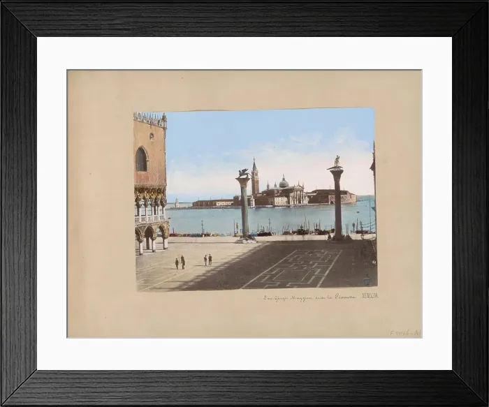 Framed Print : View of San Giorgio Maggiore from St. Mark's Square in Venice, 1850-1876. Creator: Anon Framed Print : View of San Giorgio Maggiore from St. Mark's Square in Venice, 1850-1876. Creator: Anon