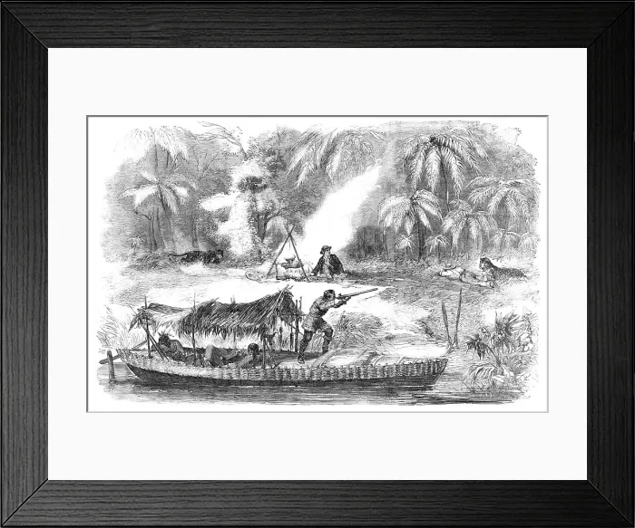 Framed Print : A Mid-day Halt on the Rio Trombutas, Brazil, 1857. Creator: Unknown Framed Print : A Mid-day Halt on the Rio Trombutas, Brazil, 1857. Creator: Unknown