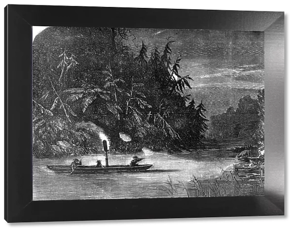 Water-Hunting for Deer: a Night Scene on the River Susquehanna, Pennsylvania, 1857. Creator: Unknown