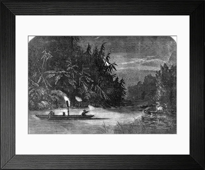 Framed Print : Water-Hunting for Deer: a Night Scene on the River Susquehanna, Pennsylvania, 1857. Creator: Unknown Framed Print : Water-Hunting for Deer: a Night Scene on the River Susquehanna, Pennsylvania, 1857. Creator: Unknown