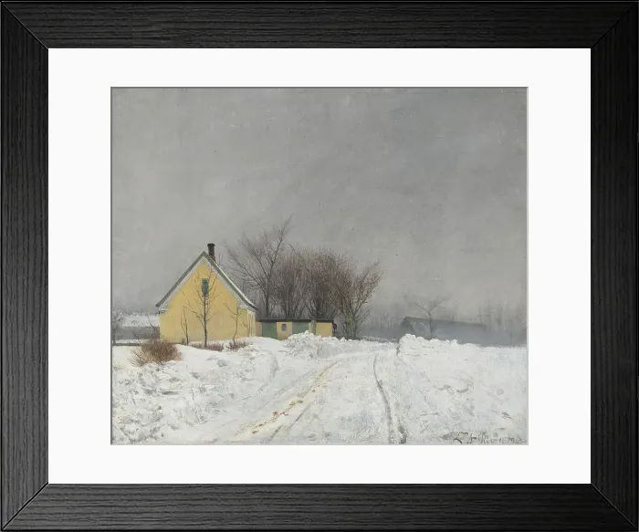 Framed Print : Foggy Winter Day. To the Left a Yellow House. Deep Snow.1910. Creator: Laurits Andersen Ring Framed Print : Foggy Winter Day. To the Left a Yellow House. Deep Snow.1910. Creator: Laurits Andersen Ring