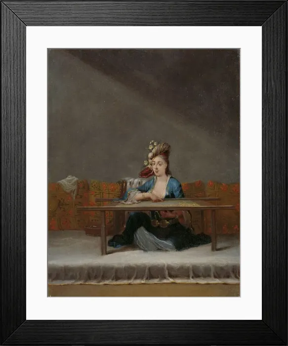 Framed Print : Turkish Woman at her Embroidery Frame, c.1720-c.1737. Creator: Jean Baptiste Vanmour Framed Print : Turkish Woman at her Embroidery Frame, c.1720-c.1737. Creator: Jean Baptiste Vanmour
