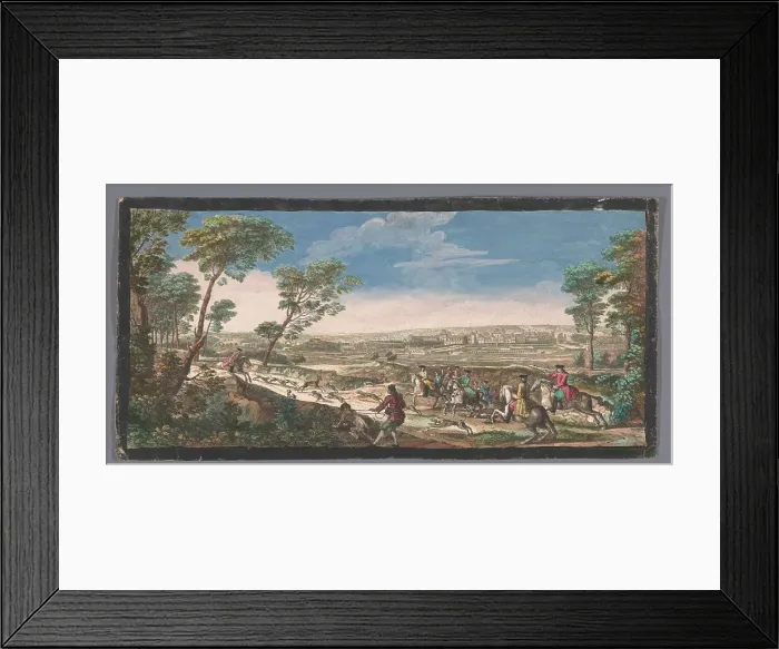 Framed Print : View of the Palais de Fontainebleau, 1700-1799. Creators: Anon, Jacques Rigaud Framed Print : View of the Palais de Fontainebleau, 1700-1799. Creators: Anon, Jacques Rigaud