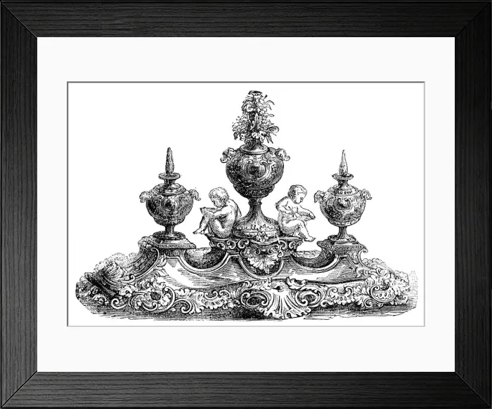 Framed Print : Silver-gilt Inkstand for Presentation by Her Majesty to the King of Siam, 1856. Creator: Unknown Framed Print : Silver-gilt Inkstand for Presentation by Her Majesty to the King of Siam, 1856. Creator: Unknown