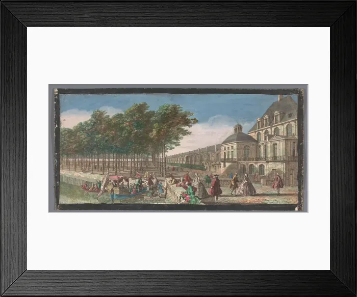 Framed Print : View of the Cour de la Fontaine of the Palais de Fontainebleau, 1700-1799. Creators: Anon, Jacques Rigaud Framed Print : View of the Cour de la Fontaine of the Palais de Fontainebleau, 1700-1799. Creators: Anon, Jacques Rigaud