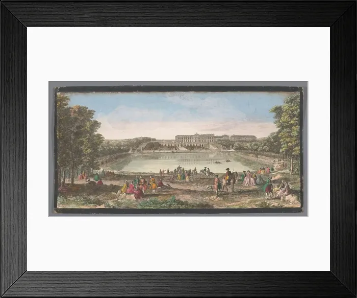 Framed Print : View of the orangery of the Versailles palace, 1700-1799. Creators: Anon, Jacques Rigaud Framed Print : View of the orangery of the Versailles palace, 1700-1799. Creators: Anon, Jacques Rigaud