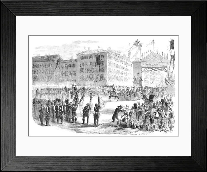 Framed Print : The Emperor Meeting the Crimean Troops on the Place de la Bastille, Paris, 1856. Creator: Unknown Framed Print : The Emperor Meeting the Crimean Troops on the Place de la Bastille, Paris, 1856. Creator: Unknown