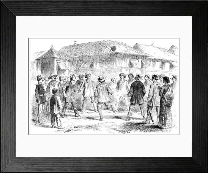 Framed Print : Football in Manilla, 1857. Creator: Unknown Framed Print : Football in Manilla, 1857. Creator: Unknown