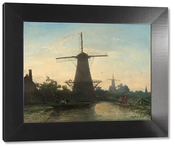 Windmills near Rotterdam, 1857. Creator: Johan Barthold Jongkind