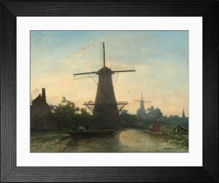 Framed Print : Windmills near Rotterdam, 1857. Creator: Johan Barthold Jongkind Framed Print : Windmills near Rotterdam, 1857. Creator: Johan Barthold Jongkind