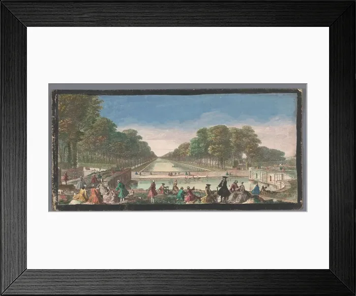 Framed Print : View of the Grand Canal in the garden of the Palais de Fontainebleau, 1700-1799. Creators: Anon, Jacques Rigaud Framed Print : View of the Grand Canal in the garden of the Palais de Fontainebleau, 1700-1799. Creators: Anon, Jacques Rigaud