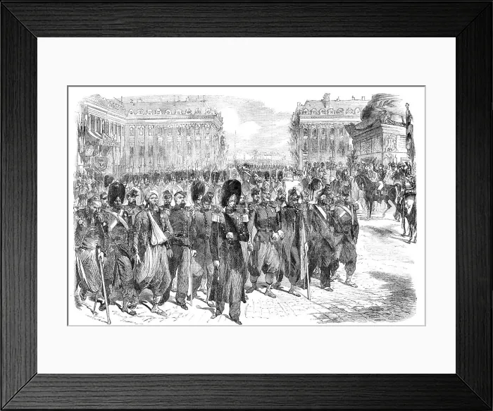 Framed Print : The Crimean Troops Defiling at the Foot of the Column, Place Vendome, 1856. Creator: Unknown Framed Print : The Crimean Troops Defiling at the Foot of the Column, Place Vendome, 1856. Creator: Unknown