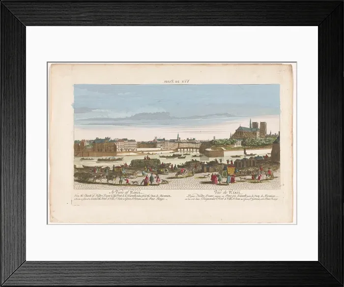 Framed Print : View of the city of Paris seen from the Quai de Miramion, 1749-1799. Creator: Anon Framed Print : View of the city of Paris seen from the Quai de Miramion, 1749-1799. Creator: Anon