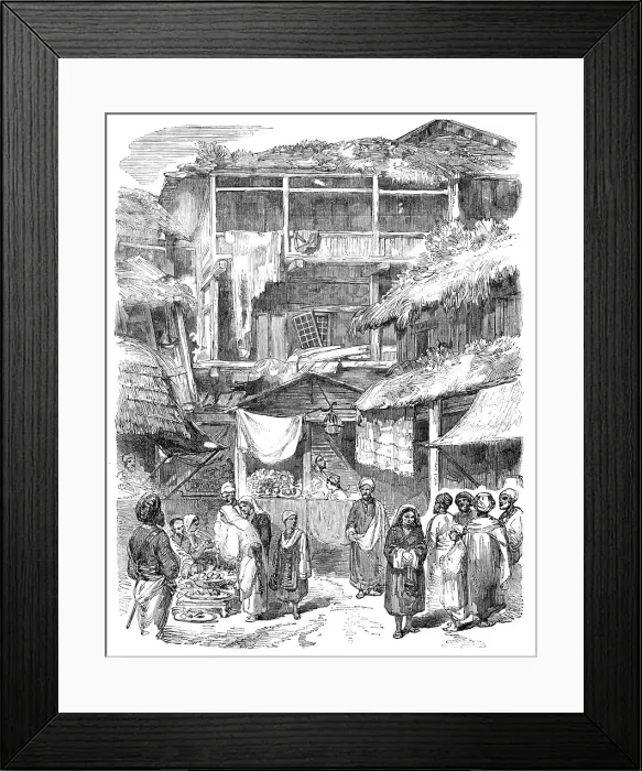 Framed Print : Street in Sirinagur, Cashmere, from a drawing by Mr. W. Carpenter, Jun. 1857. Creator: Unknown Framed Print : Street in Sirinagur, Cashmere, from a drawing by Mr. W. Carpenter, Jun. 1857. Creator: Unknown