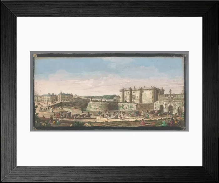 Framed Print : View of the Bastille and Porte Saint-Antoine in Paris, 1700-1799. Creators: Anon, Jacques Rigaud Framed Print : View of the Bastille and Porte Saint-Antoine in Paris, 1700-1799. Creators: Anon, Jacques Rigaud