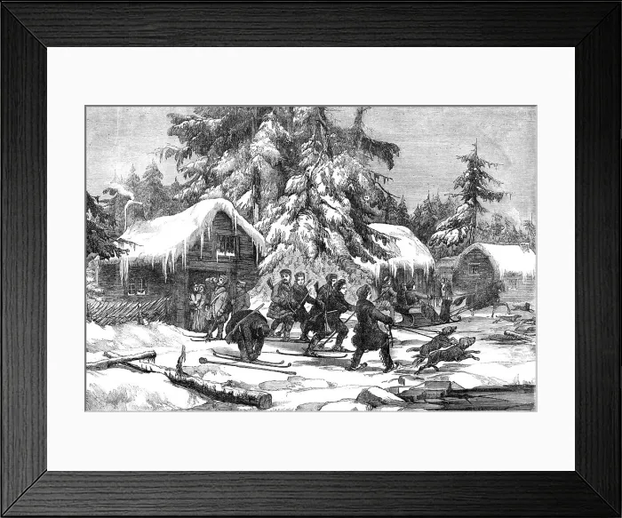 Framed Print : Bear-hunting in Sweden, 1856. Creator: Unknown Framed Print : Bear-hunting in Sweden, 1856. Creator: Unknown