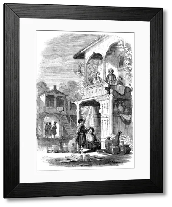 Framed Print : Café, at Karasu-Bazar - sketched by Willibald Richter, 1856. Creator: Unknown Framed Print : Café, at Karasu-Bazar - sketched by Willibald Richter, 1856. Creator: Unknown