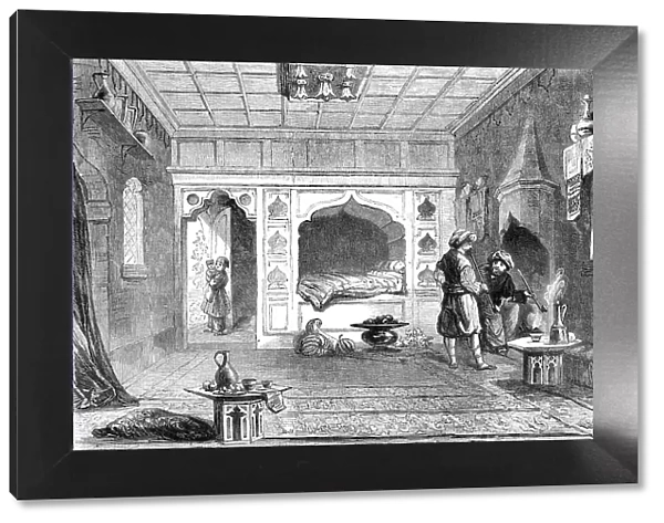 Chamber in the house of a Mirza, in the Valley of Baidar - sketched by Willibald Richter, 1856. Creator: Unknown