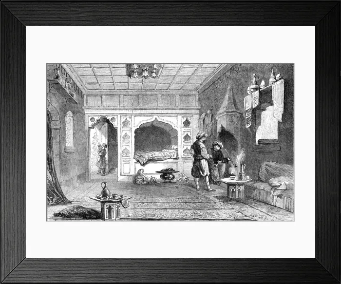 Framed Print : Chamber in the house of a Mirza, in the Valley of Baidar - sketched by Willibald Richter, 1856. Creator: Unknown Framed Print : Chamber in the house of a Mirza, in the Valley of Baidar - sketched by Willibald Richter, 1856. Creator: Unknown