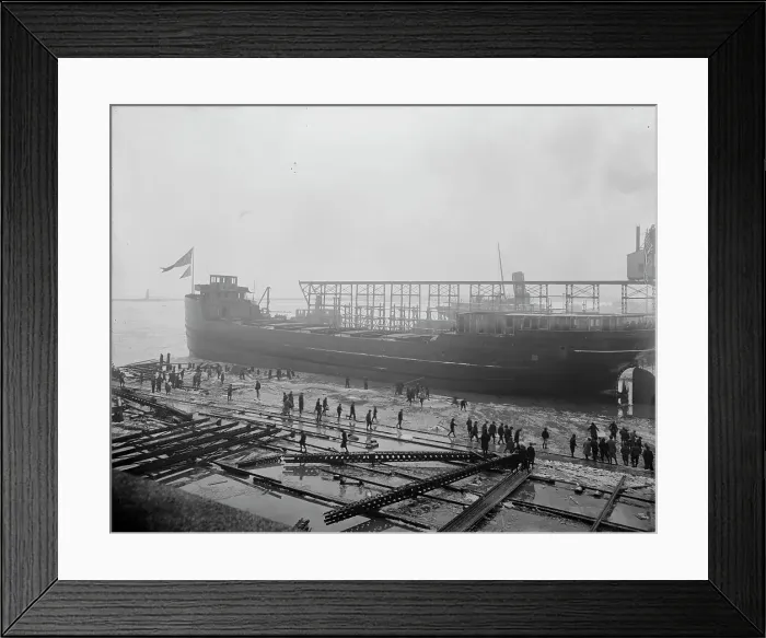 Framed Print : Str. F.P. Jones, after the launch, 1913 Mar 8. Creator: Unknown Framed Print : Str. F.P. Jones, after the launch, 1913 Mar 8. Creator: Unknown