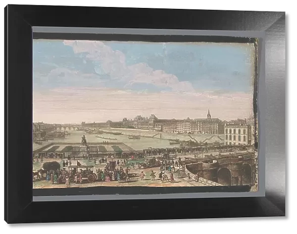 View of the Pont Neuf over the Seine River in Paris, seen towards the Pont Royal, 1700-1799. Creators: Anon, Jacques Rigaud