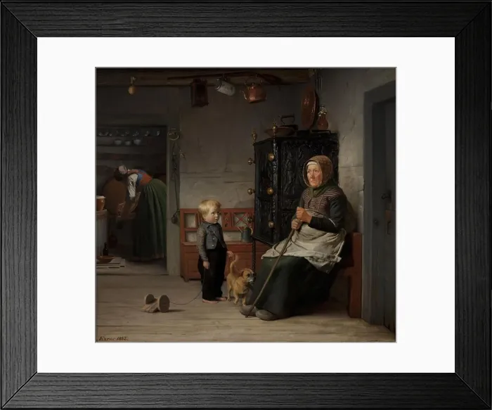 Framed Print : A poor woman waiting for a mug of beer in a farmhouse, 1852. Creator: Julius Exner Framed Print : A poor woman waiting for a mug of beer in a farmhouse, 1852. Creator: Julius Exner
