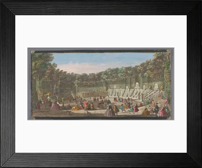 Framed Print : View of the Salle The ball in the garden of Versailles, 1700-1799. Creators: Anon, Jacques Rigaud Framed Print : View of the Salle The ball in the garden of Versailles, 1700-1799. Creators: Anon, Jacques Rigaud