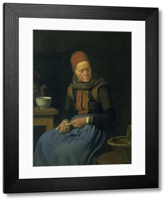 Framed Print : An amateur wife, 1852. Creator: Julius Exner Framed Print : An amateur wife, 1852. Creator: Julius Exner