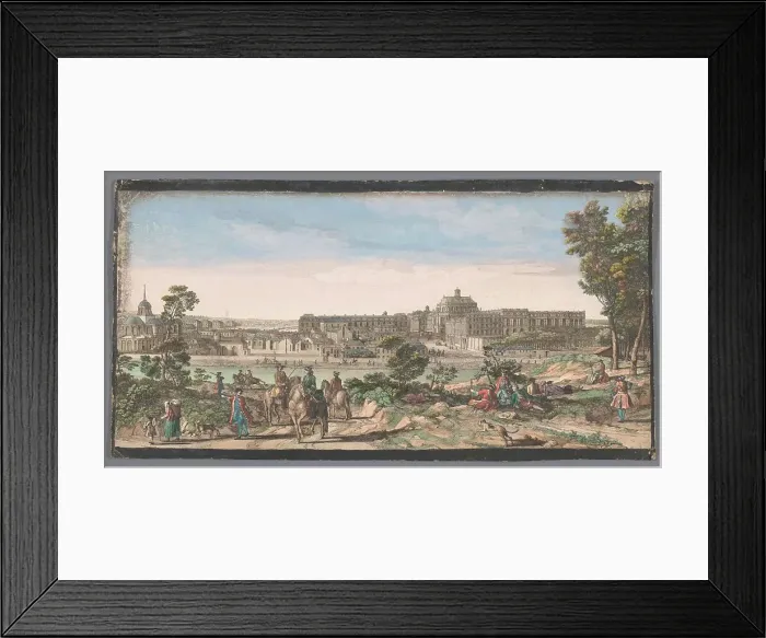 Framed Print : View of the city and the Palace of Versailles, 1700-1799. Creators: Anon, Jacques Rigaud Framed Print : View of the city and the Palace of Versailles, 1700-1799. Creators: Anon, Jacques Rigaud