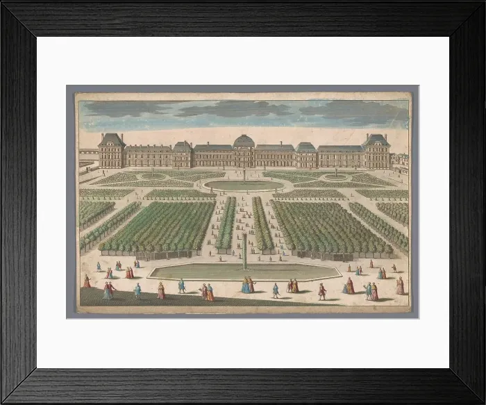 Framed Print : View of the Palais des Tuileries in Paris seen from the Jardin des Tuileries, 1700-1799. Creator: Unknown Framed Print : View of the Palais des Tuileries in Paris seen from the Jardin des Tuileries, 1700-1799. Creator: Unknown