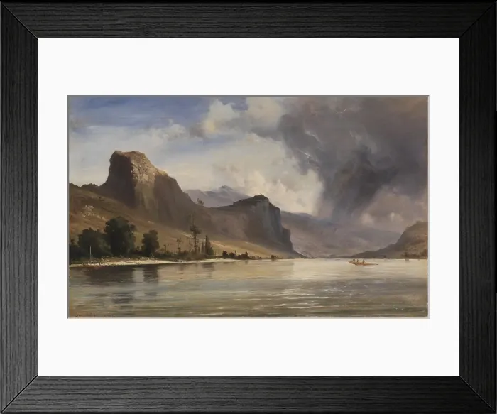 Framed Print : Coastal Landscape with Mountains. A Storm Brewing, 1854. Creator: Anton Melbye Framed Print : Coastal Landscape with Mountains. A Storm Brewing, 1854. Creator: Anton Melbye