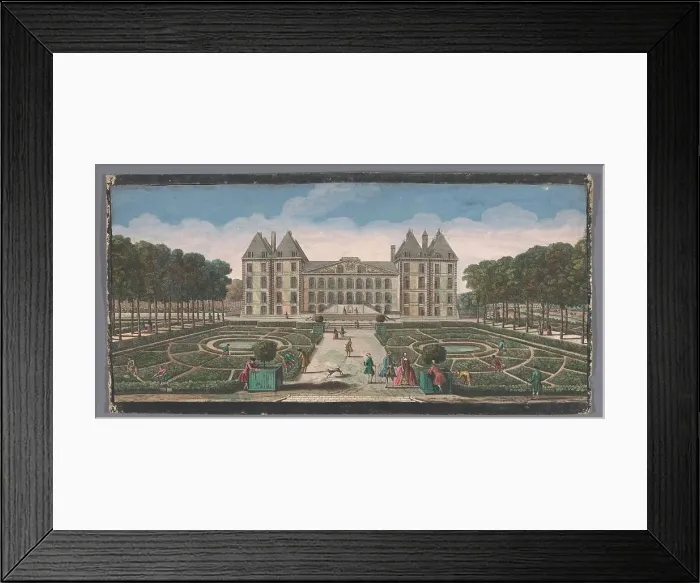 Framed Print : View of the garden and the Château de Saint-Maur, 1700-1799. Creators: Anon, Jacques Rigaud Framed Print : View of the garden and the Château de Saint-Maur, 1700-1799. Creators: Anon, Jacques Rigaud