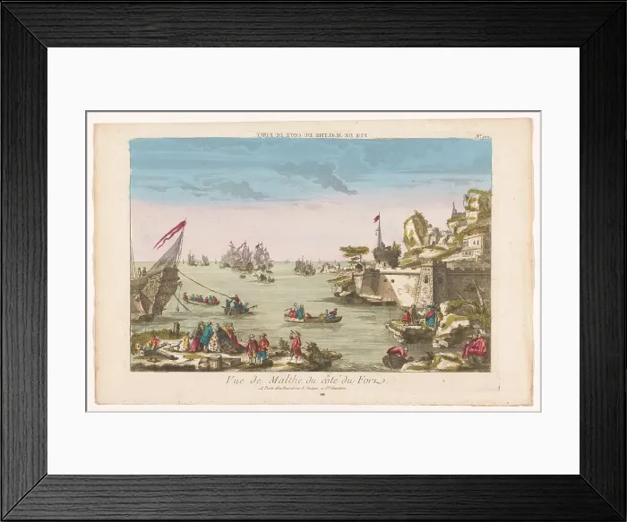 Framed Print : View of a coast with a fortress in Malta, 1700-1799. Creator: Anon Framed Print : View of a coast with a fortress in Malta, 1700-1799. Creator: Anon