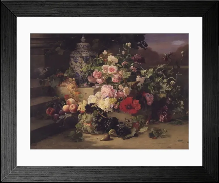 Framed Print : Fruit and flower painting, 1857. Creator: Carl Balsgaard Framed Print : Fruit and flower painting, 1857. Creator: Carl Balsgaard
