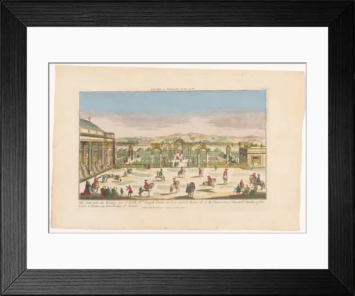 Framed Print : View of a riding school in a suburb of Vienna, 1700-1799. Creator: Anon Framed Print : View of a riding school in a suburb of Vienna, 1700-1799. Creator: Anon