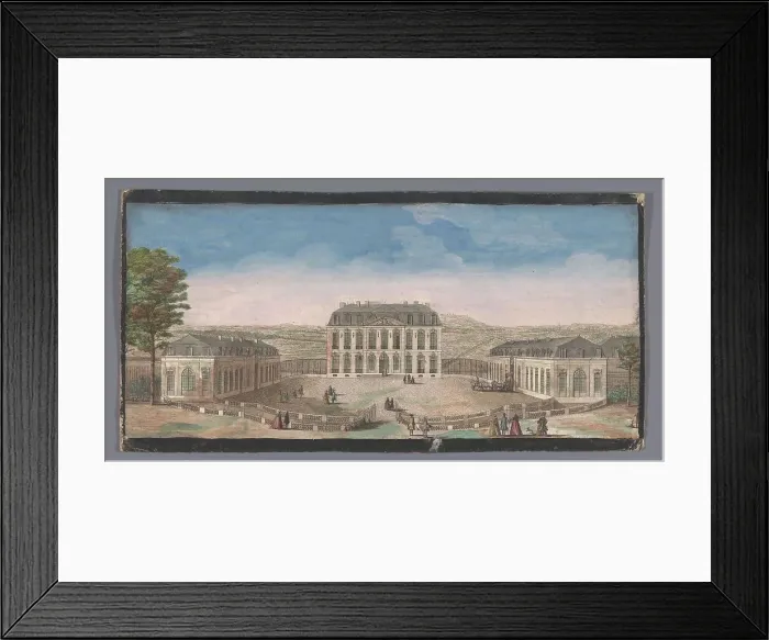 Framed Print : View of the front of the Chateau de Belle-Vue in Meudon, 1700-1799. Creators: Anon, Jacques Rigaud Framed Print : View of the front of the Chateau de Belle-Vue in Meudon, 1700-1799. Creators: Anon, Jacques Rigaud