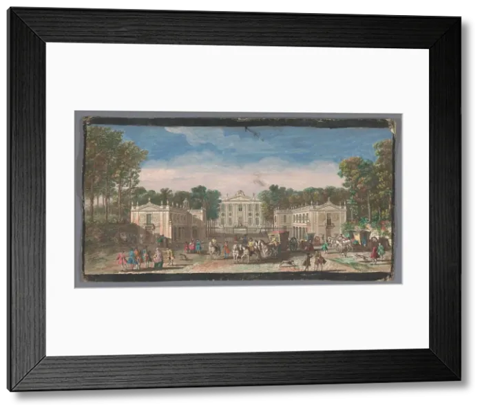 Framed Print : View of the front of the Château de Marly, 1700-1799. Creators: Anon, Jacques Rigaud